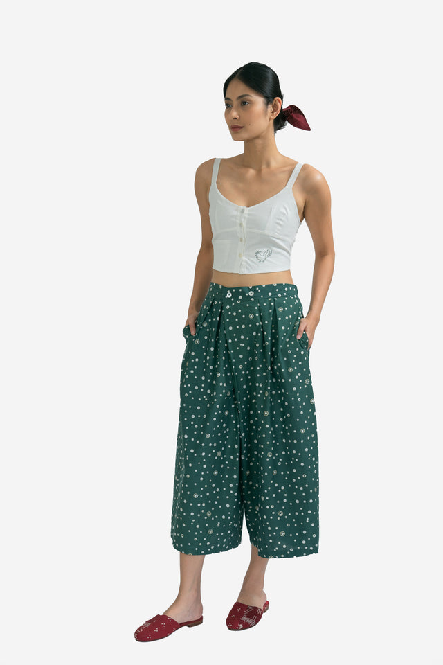 "Onde" - Plant-based Dye Two Buttons Midi Pants